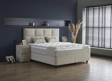 Opbergboxspring Oceanbedd Beige – 140x200 cm in bouclé - Mooier Thuis