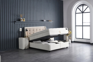 Opbergboxspring Perlabedd Beige – 140x200 cm - afbeelding 2