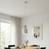 Mesi hanglamp hout 1-lichts wit hanglamp met lampenkap - sfeervol in een Scandinavisch interieur