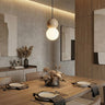 Loop hanglamp wit glas 1-lichts zwart naturel hanglamp met ronde bol - bestellen bij Mooier Thuis
