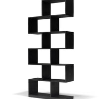 Vakkenkast ZIG-ZAG - Mangohout Zwart - 80x30x180 cm - Mooier Thuis