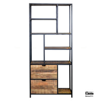Len boekenkast mangohout zwart metaal 85 cm - Mooier Thuis