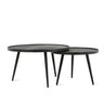 Salontafel 2-delig rond mangohout zwart metaal set van 2 koffietafels - 76 cm breed - Mooier Thuis