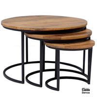 Rylee salontafel mangohout 67x67 cm - set van 3 - Mooier Thuis