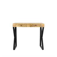 Bureau mangohout 90 cm met 2 lades en X-poten