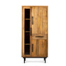 Vitrinekast Jayden mangohout blank 85 cm - naturel en bruin - Mooier Thuis