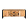 TV-meubel Britt 150 cm mangohout met 2 deuren en 2 lades staande tv-meubel - naturel en bruin - Mooier Thuis