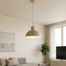 Kaki hanglamp hout 1-lichts mokka naturel medium hanglamp met lampenkap - afbeelding 5