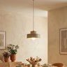 Mooier Thuis - Kivi hanglamp hout 1-lichts mokka naturel klein hanglamp met lampenkap - metaal en hout