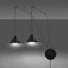 ABRAMO 2-lichts hanglamp - Zwart metaal hanglamp met lampenkap - sfeervol in een Scandinavisch interieur online kopen bij Mo…