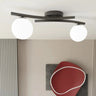Mooier Thuis - OPUS 2-lichts plafondlamp - Wit glas - Zwart frame plafondlamp met ronde bol - 60 cm breed