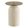Ravello Bijzettafel van glas beige/grijs Ø40 cm - beige en grijs - Mooier Thuis