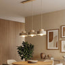 Mooier Thuis - Kivi hanglamp hout 3-lichts mokka hanglamp met lampenkap - metaal en hout