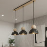 Kaki hanglamp hout 3-lichts zwart naturel hanglamp met lampenkap - sfeervol in een Scandinavisch interieur