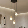 Loop hanglamp wit glas 3-lichts zwart naturel hanglamp met ronde bol - bestellen bij Mooier Thuis