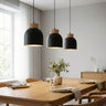 Vigo hanglamp hout 3-lichts zwart hanglamp met lampenkap - bestellen bij Mooier Thuis