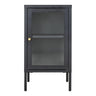 Dalby Vitrinekast glas/staal - grijs 70 cm hoog dressoir - zwart - Mooier Thuis