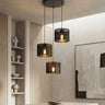Karbon hanglamp textiel 3-lichts zwart premium hanglamp met lampenkap - sfeervol in een Modern interieur