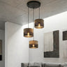 Karbon hanglamp textiel 3-lichts bruin zwart hanglamp met lampenkap - sfeervol in een Industrieel interieur