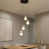 Loop hanglamp wit glas 4-lichts zwart naturel hanglamp met ronde bol - sfeervol in een Scandinavisch interieur