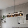 Karbon hanglamp textiel 4-lichts grijs zwart hanglamp met lampenkap - 95 cm breed