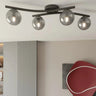 Mooier Thuis - OPUS 4-lichts plafondlamp - Smoked glas plafondlamp met ronde bol - metaal en glas