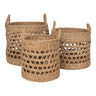 Balok Mandenset van zeegras - naturel/zwart - set van 3 stuks opbergmandenset - zwart en naturel - Mooier Thuis