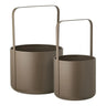 Bloempotten van staal 2 stuks - bruin - 19/24,5 cm breed - Mooier Thuis