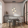 ASTRAL 4-lichts hanglamp - Amber glas hanglamp met ronde bol - sfeervol in een Modern interieur