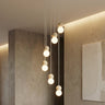 Mooier Thuis - Loop hanglamp wit glas 6-lichts naturel hanglamp met ronde bol - 33 cm breed