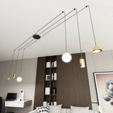 FUJI 6 GOLD hanglamp met lampenkap - 200 cm breed