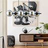 RORY 6-lichts hanglamp - Smoked glas hanglamp met ronde bol - sfeervol in een Modern interieur
