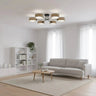 MAGA 6-lichts plafondlamp - Zwart rattan plafondlamp met kap - sfeervol in een Japandi interieur