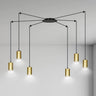 Mooier Thuis - TRAKER 6-lichts hanglamp - Zwart goud frame hanglamp met lampenkap - sfeervol in een Modern interieur