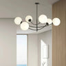 Mooier Thuis - HUNTER 6-lichts hanglamp - Wit glas hanglamp met ronde bol - 89 cm breed