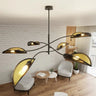 LOTUS 6-lichts hanglamp - Zwart Goud hanglamp met lampenkap - afbeelding 10