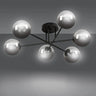 BRENDI 6-lichts plafondlamp - Smoked glas plafondlamp met ronde bol - sfeervol in een Modern interieur