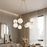 Azura hanglamp opaalwit glas 8-lichts hanglamp met ronde bol - sfeervol in een Modern interieur