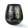Terroso Vaas Zwart-Goud Breed - Marmerglas - 21 cm - zwart en goud - Mooier Thuis