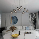 COSMO 9-lichts hanglamp - Smoked glas hanglamp met ronde bol - sfeervol in een Modern interieur