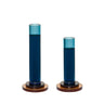 Comet kandelaars blauw (set van 2) - blauw en bruin - Mooier Thuis