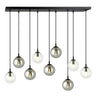 COSMO 9-lichts hanglamp - Mix transparant en smoke glas hanglamp met ronde bol - smoked en transparant - Mooier Thuis