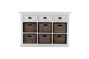 Halifax Buffetkast met 6 rotan manden 125 cm | Wit - Mooier Thuis