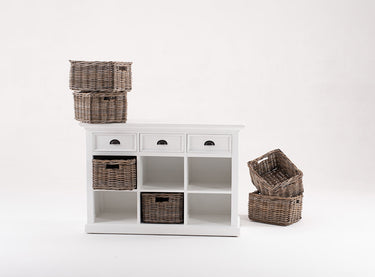Halifax Buffetkast met 6 rotan manden 125 cm | Wit - afbeelding 12
