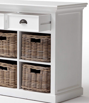 Halifax Buffetkast met 6 rotan manden 125 cm | Wit - afbeelding 7