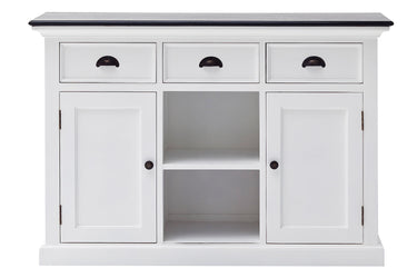 Halifax Contrast Buffetkast 123 cm met 2 rotan manden | Wit/Zwart - afbeelding 12