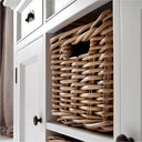 Halifax Contrast Buffetkast 123 cm met 2 rotan manden | Wit/Zwart - afbeelding 2