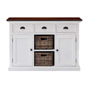 Halifax Accent Buffetkast 124 cm met 2 rotan manden | Wit/Bruin - Mooier Thuis