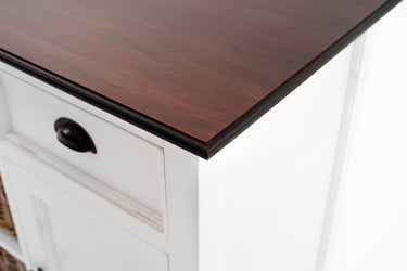 Halifax Accent Buffetkast 124 cm met 2 rotan manden | Wit/Bruin - afbeelding 17