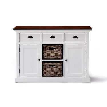 Halifax Accent Buffetkast 124 cm met 2 rotan manden | Wit/Bruin - afbeelding 20
